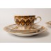 Porcelāna tējas vai kafijas komplekts, tase, apakštase, deserta šķīvis, Rīgas porcelāns